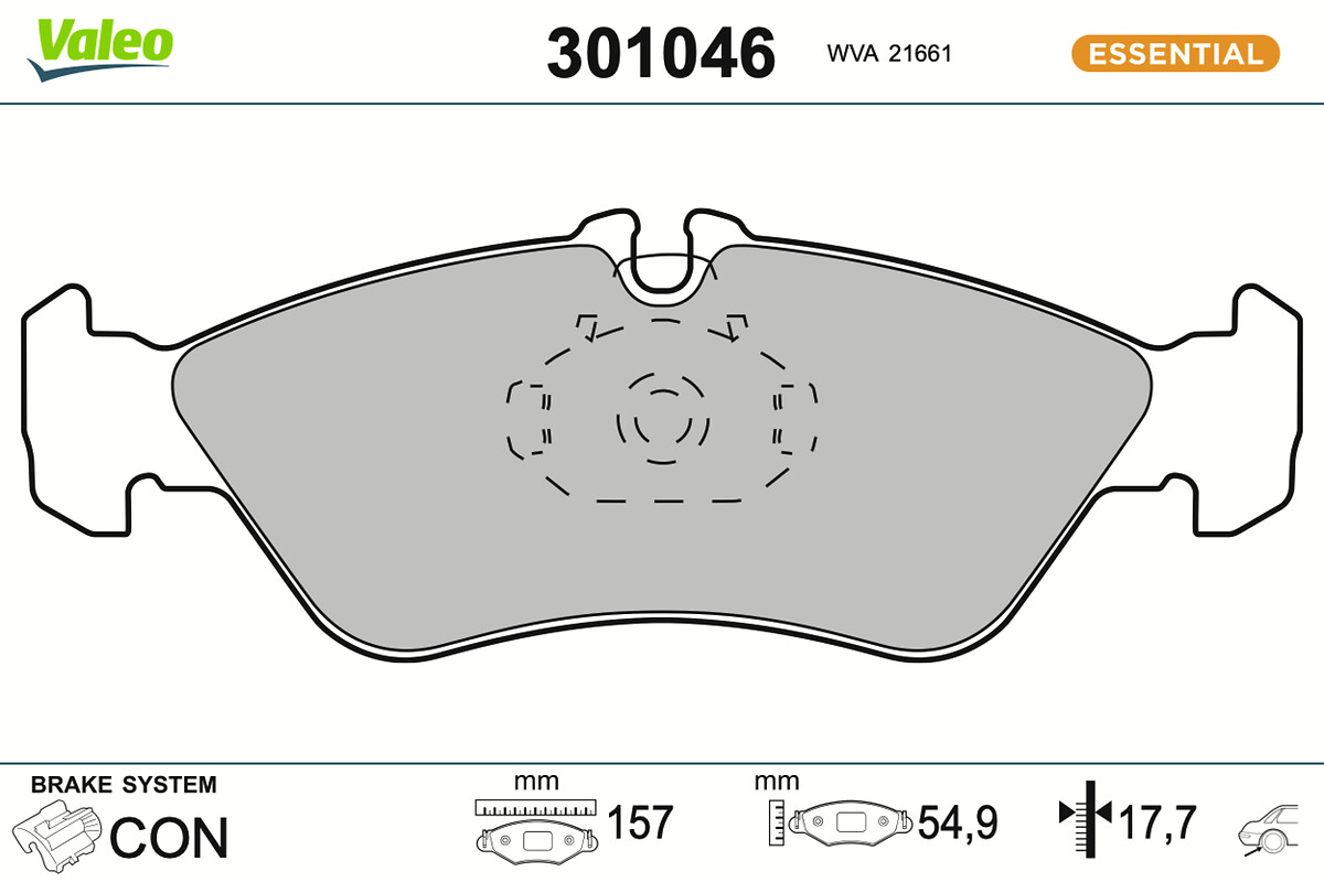 Jeu de 4 plaquettes de frein VALEO ref. 301046